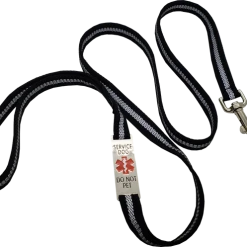 Reflective Service Dog 5' Leash W/Chrome Service Dog ID Tag