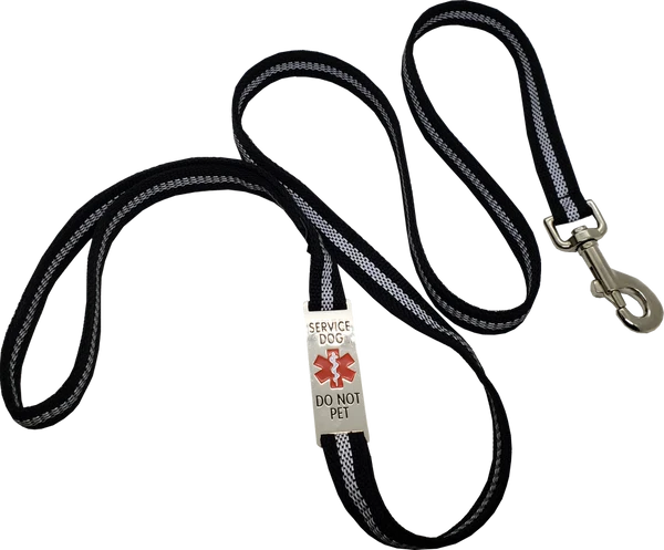 Reflective Service Dog 5' Leash W/Chrome Service Dog ID Tag 1 Reflective Service Dog 5' Leash W/Chrome Service Dog ID Tag