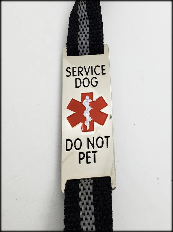 Reflective Service Dog 5' Leash W/Chrome Service Dog ID Tag 3 Reflective Service Dog 5' Leash W/Chrome Service Dog ID Tag - Image 3