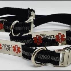 Reflective Service Dog 5' Leash & Collar W/Chrome Service Dog ID Tag -Puppy`s Store 407024 7 full 66637.1638911523
