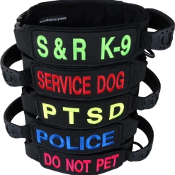 Custom ID Patch Dog Collar With Handle