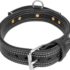 Leather Collar With Flat Handle 2" -Puppy`s Store 407090BR 1 full 07282.1638911442