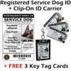 ActiveDogs Registered Service Dog ID Card + 3 Key Tag Cards + Clip-On Carrier + Free Digital Copy