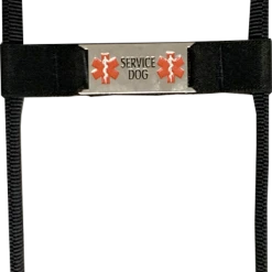 Rigid Clip-On Service Dog Bridge Handle W/Chrome Service Dog ID Band - 12"